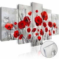Afbeelding op acrylglas - Rode klaprozen, Rood/Grijs,   5luik - thumbnail