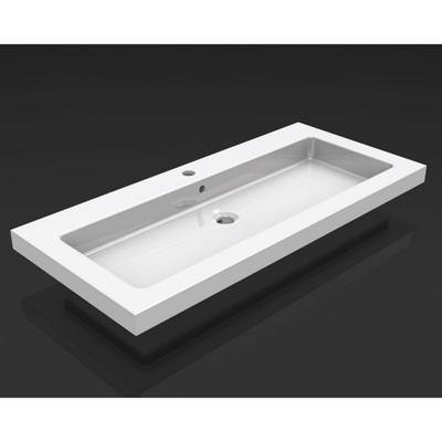 Wiesbaden Kera Wastafel Enkel met 1 Kraangat - 100x46x5cm - Keramiek - Glans Wit