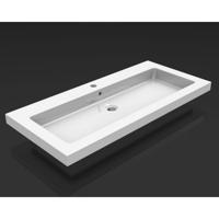 Wiesbaden Kera Wastafel Enkel met 1 Kraangat - 100x46x5cm - Keramiek - Glans Wit