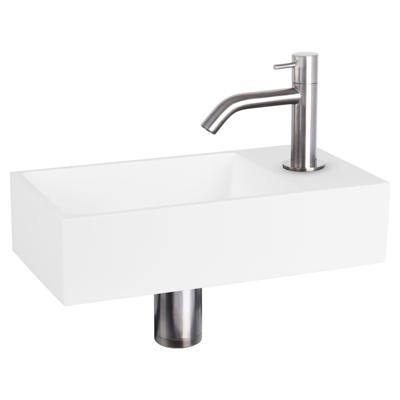 Differnz Solid fonteinset solid surface - kraan gebogen - 36 x 18.5 x 9 cm - mat chroom