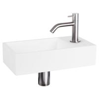 Differnz Solid fonteinset solid surface - kraan gebogen - 36 x 18.5 x 9 cm - mat chroom