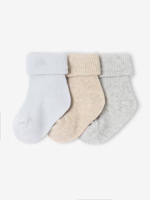 Set van 3 paar effen babysokken gemêleerd grijs