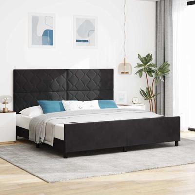Bedframe met hoofdeinde Zwart 200 x 200 cm Fluweel