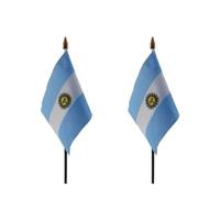 Argentinie - 2x - mini vlaggetje van 10 x 15 cm op stokje - Landen vlag - H27 cm