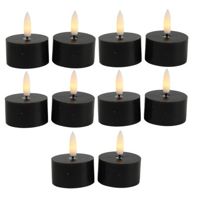Countryfield LED theelichtjes/waxinelichtjes - 10x st - zwart - D4 x H5,2 cm - met timer