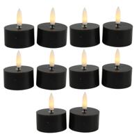 Countryfield LED theelichtjes/waxinelichtjes - 10x st - zwart - D4 x H5,2 cm - met timer