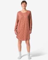 HEMA Damesnachthemd micro hartjes middenbruin (middenbruin)