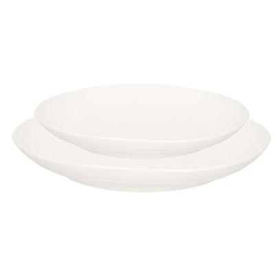 Plasticforte camping borden set - creme wit - kunststof - 2 soorten - 16x stuks - onbreekbaar servie