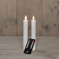 Anna&apos;s Collection LED dinerkaars flame effect rustiek 18 cm wit 2 stuks