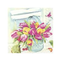 60x Gekleurde 3-laags servetten tulpen 33 x 33 cm - thumbnail