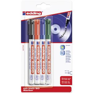 Edding 8400 CD/DVD marker Zwart, Rood, Groen, Blauw 0.5 mm, 1 mm