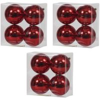 12x Kunststof kerstballen glanzend rood 12 cm kerstboom versiering/decoratie   -