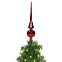 Glazen kerstboom piek/topper bordeaux rood glans 26 cm - thumbnail