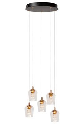 Lucide BERLIANE - Hanglamp - Ø 34 cm - LED Dimb. - 5x4W 2700K - Met vervangbare LED-module - Transparant | Essential