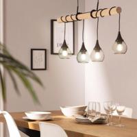 Hanglamp eettafel hout &apos;Mona&apos; zwart modern balk E27 fitting