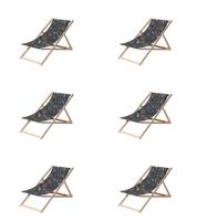 Houten strandstoel ca. 120x55 cm Donna grey canvas Eco plus natural outdoor finishing (6 stuks) Madison - Madison