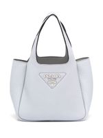 Prada petit sac cabas à plaque logo - Gris - thumbnail