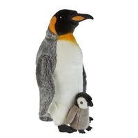 Pluche koningspinguin knuffel met kuiken 50 cm speelgoed   -