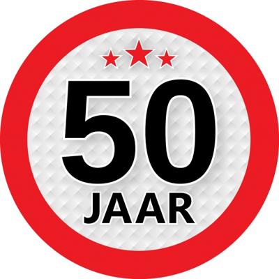 50 jaar leeftijd sticker - 10x - rond - Dia 9 cm - 50 jaar verjaardag - jubileum - leeftijd versieri