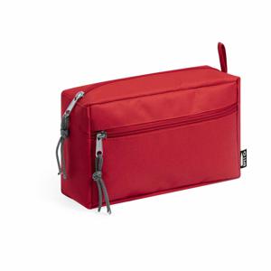 Toilettas/make-up tas Travel - gerecycled polyester - rood - 21 x 13 x 8 cm