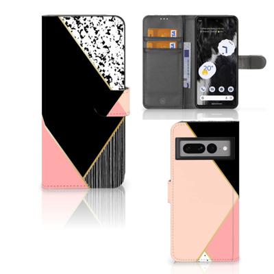 Google Pixel 7 Pro | Book Case | Zwart Roze Vormen
