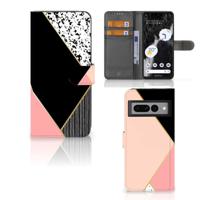 Google Pixel 7 Pro | Book Case | Zwart Roze Vormen