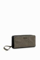 Grote portemonnee met geborduurde bloemen - BLACK - U
