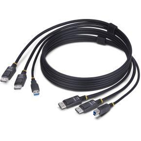 StarTech.com 1,8m Dual DisplayPort en USB 5Gbps KVM Kabel, 4K 60Hz, HDR10, DP 1.2 en USB Combo Kabel