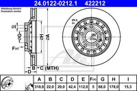 Remschijf ATE, Remschijftype: Geventileerd: , u.a. für VW, Audi - thumbnail