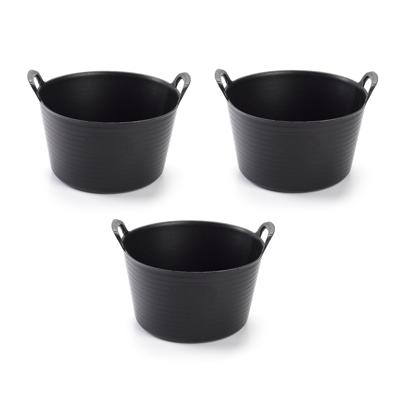 Plasticforte flexibele emmer/kuip - 3x - zwart - rond - 15L - 24x24x15cm