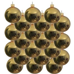 18x Gouden glazen kerstballen 8 cm glans