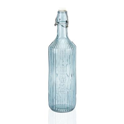 Waterfles Versa Blauw Glas Aluminium 1 L 8,1 x 31,5 x 8,1 cm