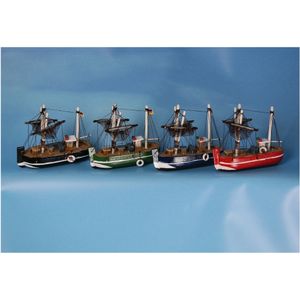 Decoratie vissersboot groen 14 cm   -