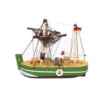 Decoratie vissersboot groen 14 cm   -