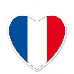 Kartonnen hart met de vlag van Frankrijk 14 cm