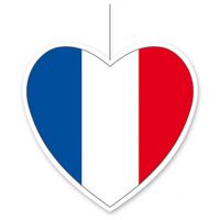 Kartonnen hart met de vlag van Frankrijk 14 cm