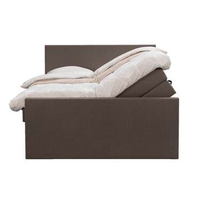 Boxspring met opbergruimte en voetbord Liv egaal - donkerbruin - 180x200cm - Leen Bakker