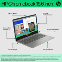 HP Chromebook 15a-nb0250nd Intel® Core™ i3 i3-N305 39,6 cm (15.6") Full HD 8 GB LPDDR5-SDRAM 256 GB Flash Wi-Fi 6E (802.11ax) ChromeOS Zilver - thumbnail
