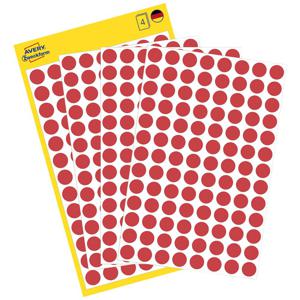 Avery-Zweckform 3010 Etiketten Ø 8 mm Papier Rood 416 stuk(s) Permanent hechtend Etiketten voor markeringspunten