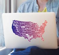 Laptopsticker kaart van de VS - thumbnail