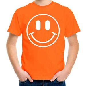 Verkleed T-shirt voor jongens - Smile Emoticon - oranje - carnaval - feestkleding voor kinderen