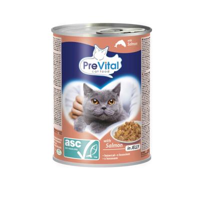 PREVITAL Kattenvoer met ASC-zalm in gelei - natvoer voor katten - 415g