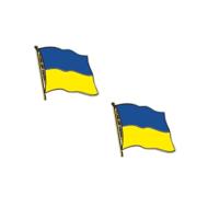Pin Vlag Oekraine - 2x stuks - 2 cm - vlaggen speldje - supporter - mini broche