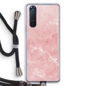 Roze marmer: Sony Xperia 5 II Transparant Hoesje met koord