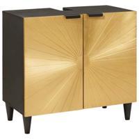 Wastafelkast Zwart en Goud 62 x 33 x 58 cm massief mangohout