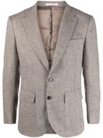 FURSAC herringbone single-breasted wool-blend blazer - Marron