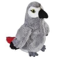 Pluche grijze roodstaartpapegaai knuffel - 15 cm - Papegaaien vogel knuffels