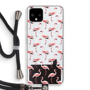 Flamingoprint groen: Pixel 4 Transparant Hoesje met koord