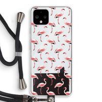 Flamingoprint groen: Pixel 4 Transparant Hoesje met koord