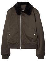 Burberry veste bomber zippée à col en peau lainée - Marron - thumbnail